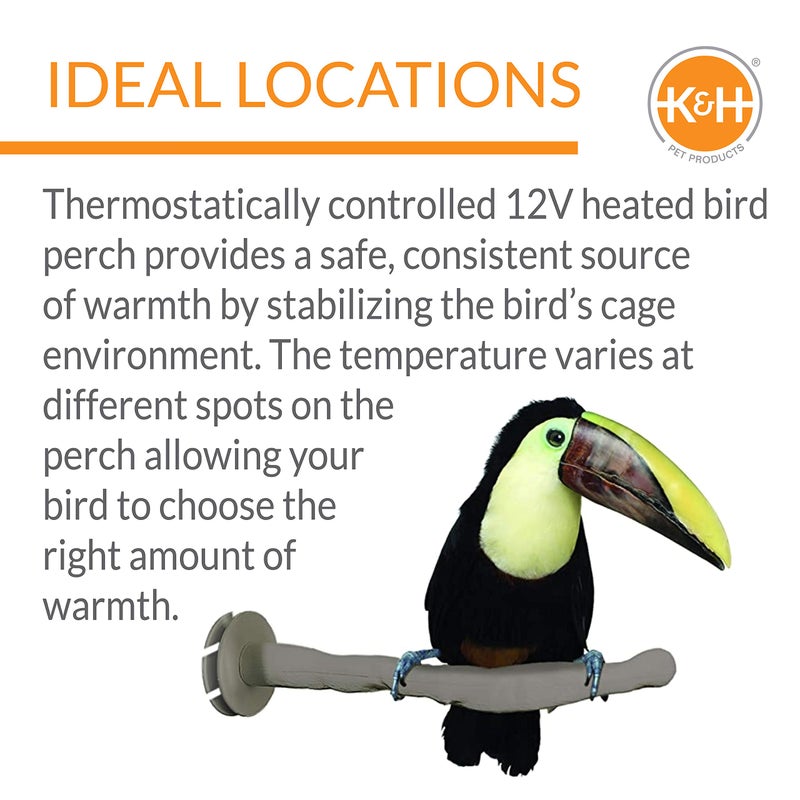 K&H PET PRODUCTS Thermo-Perch Heated Bird Perch Gray Large 2 X 14.5 Inches - Image 4